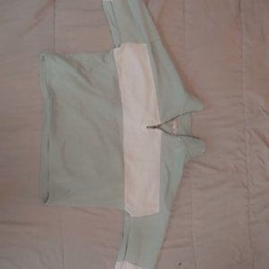 Teal and white pull over